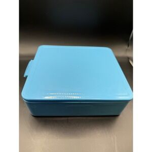 Vintage Blue Plastic Bento Lunch Box Container 6 Compartment All in One